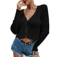 thumbnail image 1 of Vedolay Womens Cardigans Lightweight Draped Open Front Cropped Cardigan Long Sleeve Knit Outwear Black,S, 1 of 4
