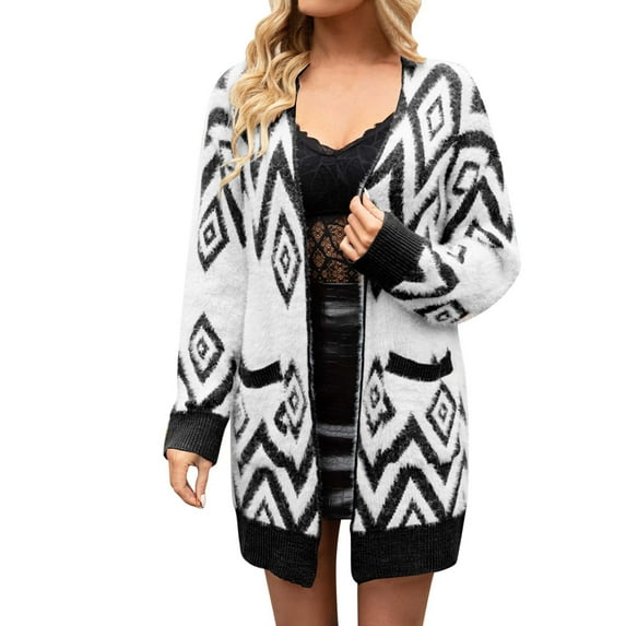 Vedolay Womens Cardigans Lightweight Knit Long Cardigan Open Front Button Sweater Outerwear with Pockets Black,S
