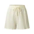 thumbnail image 1 of Vedolay Womens Casual Summer Elastic Waist Comfy Drawstring Solid Shorts,Beige 3XL, 1 of 5