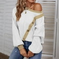thumbnail image 1 of Vedolay Womens Casual Tops Women's Fall Striped Sweater 2023 Long Sleeve Loose Oversized Pullover Tops,White M, 1 of 5