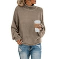 thumbnail image 1 of Vedolay Womens Casual Tops Women's V Neck Sweater Long Sleeve Drop Shoulder Oversized Knit Pullover Tops,Khaki M, 1 of 4