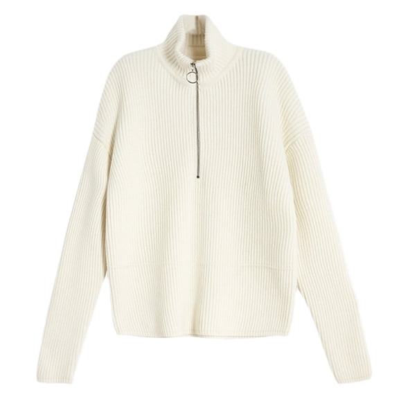 Vedolay Womens Casual Tops Womens Crewneck Oversized Knit Warm Side Slit Pullover Sweater,White One Size