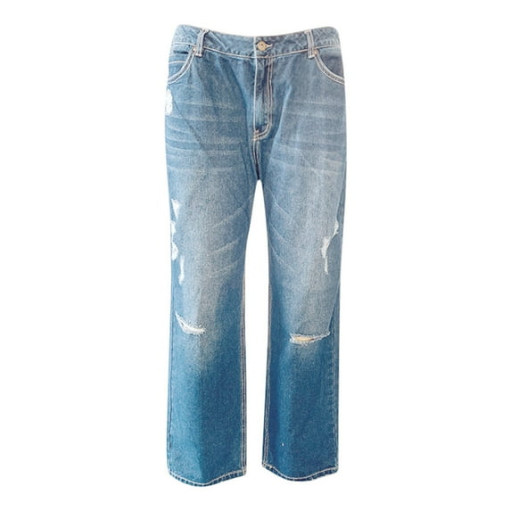 Vedolay Womens Casual Trousers Women's High Waist Wide Leg Baggy Streetwear Fashion Denim Jeans,Light Blue XL