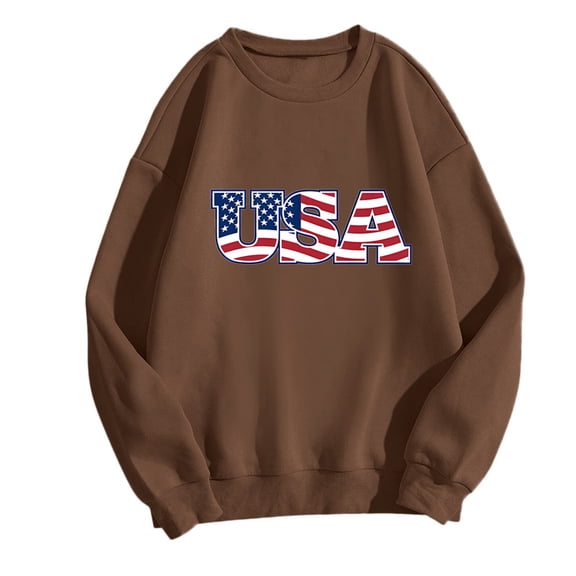 Vedolay Womens Crewneck Sweatshirt Women's 2023 Oversized Long Sleeve Shirts Pullover Crewneck Sweatshirts Casual Tops,Brown XXL