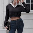 thumbnail image 1 of Vedolay Womens Cute Sweater Women's Casual Sweaters Long Sleeve Crew Neck Ribbed Knit Pullover Tops,Black S, 1 of 5