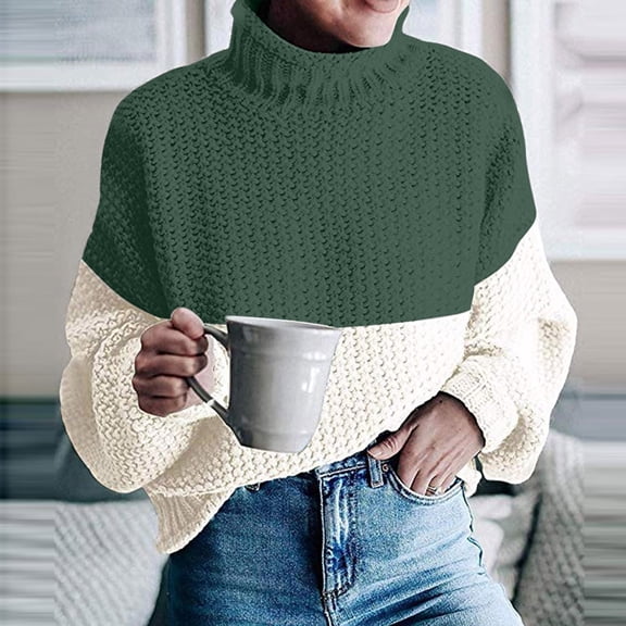 Vedolay Womens Cute Sweater Womens Crew Neck Sweater 2023 Long Sleeve Solid Color Casual Knitted Pullover Tops,Green One Size