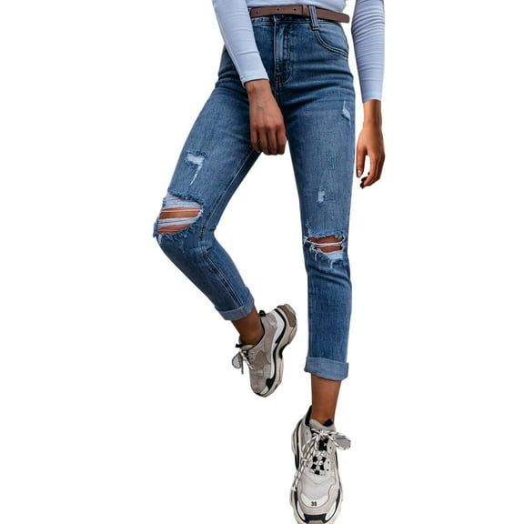 Vedolay Womens Denim Pants Womens Denim Joggers Drawstring Elastic Waist Relaxed Fit Jeans with Pocket,A XL