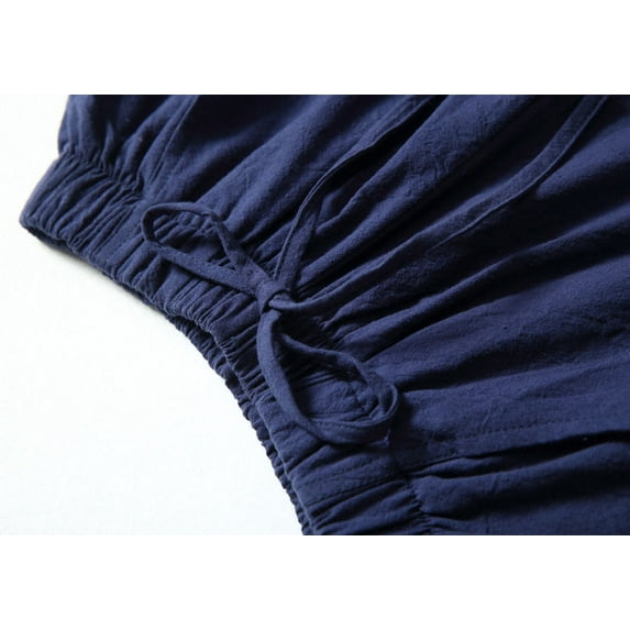 Vedolay Womens Drawstring Solid Color Elastic Waist Casual Beach Shorts,Dark Blue L