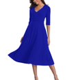 thumbnail image 1 of Vedolay Womens Dress Women's 2023 Summer Swing Mini Dress Tie Front V Neck Short Sleeve Ruffle Layer A-Line Short Dress,Blue L, 1 of 5