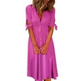 thumbnail image 1 of Vedolay Womens Dresses Casual Women's Cowl Neck Halterneck Slip On Backless Satin Mini Dress Silky Party Club Bodycon Dresses,G-Purple S, 1 of 4