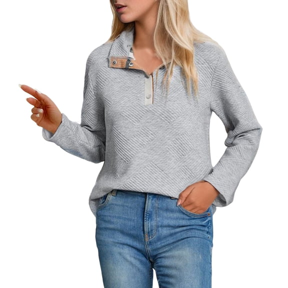 Vedolay Womens Fall Clothing 2023 Printed Long Sleeve Hoodless Sweater Gray,XL