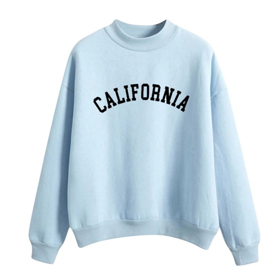 Vedolay Womens Fall Clothing 2023 Printed Sweatshirt Loose Soft Long Sleeve Pullover Tops Shirts Blue,2XL