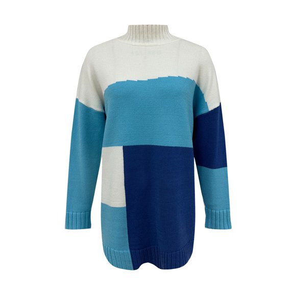 Vedolay Womens Fall Dresses Women's Fall Long Sleeve Crewneck Pullover Casua Mini Sweater Dress,Blue S