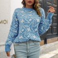 thumbnail image 1 of Vedolay Womens Fall Sweaters Women's V Neck Sweater Long Sleeve Drop Shoulder Oversized Knit Pullover Tops,Blue L, 1 of 4