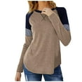 thumbnail image 1 of Vedolay Womens Fall Tops Casual Oversized T Shirts Loose Fit Blouses for Leggings Khaki,L, 1 of 5