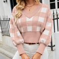thumbnail image 1 of Vedolay Womens Fall Tops Women's Lightweight Long Sleeve Crew Neck Striped Casual Knitted Pullover Tops,Pink M, 1 of 5