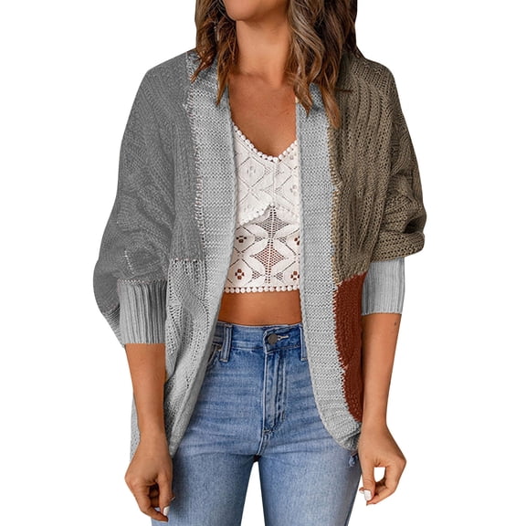 Vedolay Womens Fashion Long Sleeve Sweaters Knit Cardigan Coats Jacket Coat Gray,L