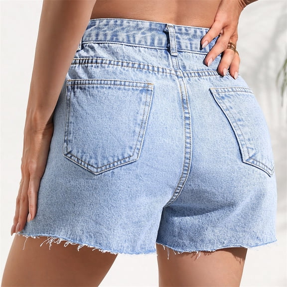 Vedolay Womens High Waisted Shorts Women's Casual Solid High Waist Wide Leg Shorts with Pocket,Blue S