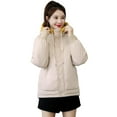 thumbnail image 1 of Vedolay Womens Hooded Parka Coat Solid Rain Jacket Outdoor Waterproof Hooded Loose Coat Beige,3XL, 1 of 4