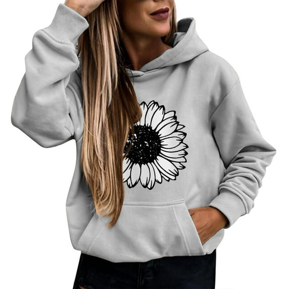 Vedolay Womens Hoodies Zip Up Women's 2023 Oversized Long Sleeve Shirts Pullover Crewneck Sweatshirts Casual Tops,Gray XXL