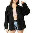 thumbnail image 1 of Vedolay Womens Jackets Casual Long Sleeve Button Down Jacket with Pockets Black,L, 1 of 5