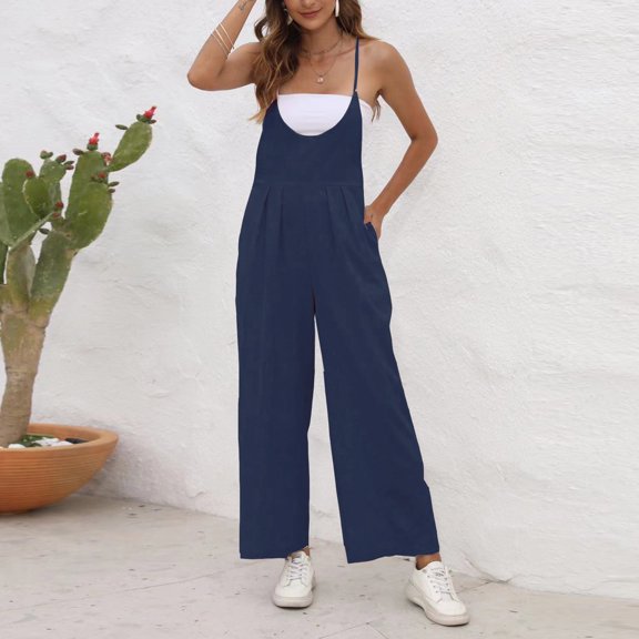 Vedolay Womens Jumpsuits Dressy Women's Bodycon Romper Spaghetti Strap Short Pants One Piece Jumpsuits Clubwer,Navy M