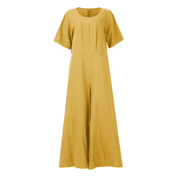 Vedolay Womens Jumpsuits Dressy Women's Casual Sleeveless Front Button Loose Jumpsuits Stretchy Long Pants Romper,Yellow L