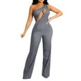 thumbnail image 1 of Vedolay Womens Jumpsuits Women's Sparkly Jumpsuits Clubwear Long Sleeve Elegant Party Rompers High Waisted Wide Leg Pants,Gray L, 1 of 5