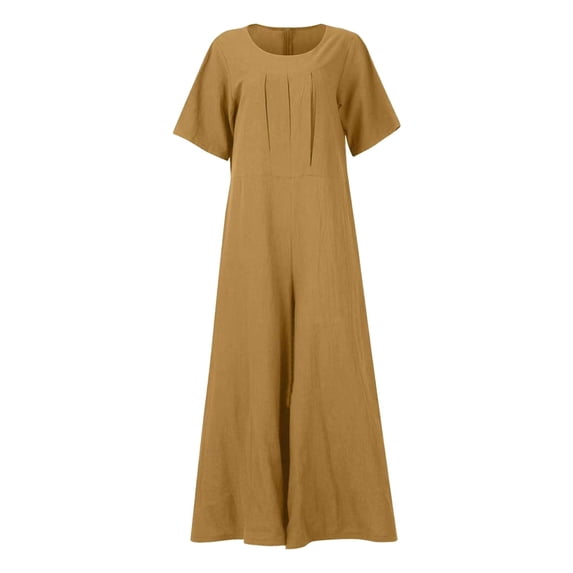 Vedolay Womens Jumpsuits Womens Summer Scoop Neck Sleeveless Casual Tank Top Short Jumpsuit Rompers,Khaki XXL