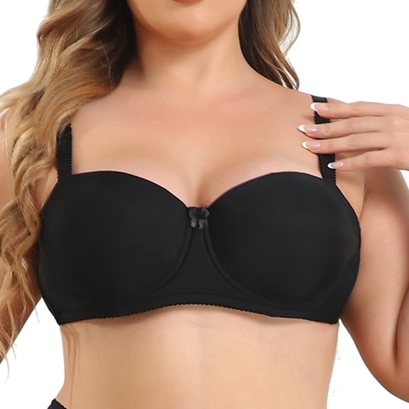 Vedolay Womens Lingerie Women's Seamless Plunge Bra Deep V-Neck Wireless Comfort Bra Unlined Triangle Bras Stretch Bralettes for Women,Black 38