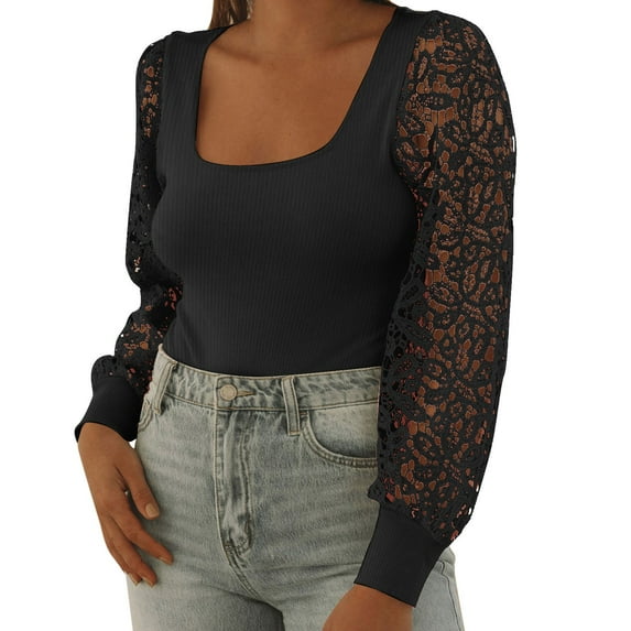 Vedolay Womens Long Sleeve Tops Buttons O-Neck Floral Print Buttons Linen Vintage Top Black,S