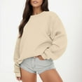 thumbnail image 1 of Vedolay Womens Long Sleeve Tops Women's 2023 Crew Neck Sweatshirt Pullover Long Sleeve Sweatshirts,Beige M, 1 of 5