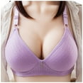 thumbnail image 1 of Vedolay Womens No Steel Ring French Underwear Big Open Back Beautiful Back U Shaped Bra Summer Ultra Sports Bra for Women(Purple,44), 1 of 4