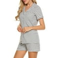 thumbnail image 1 of Vedolay Womens Pajamas Set Soft Button Short Sleeve Top and Shorts Stripe Set,Gray XL, 1 of 5