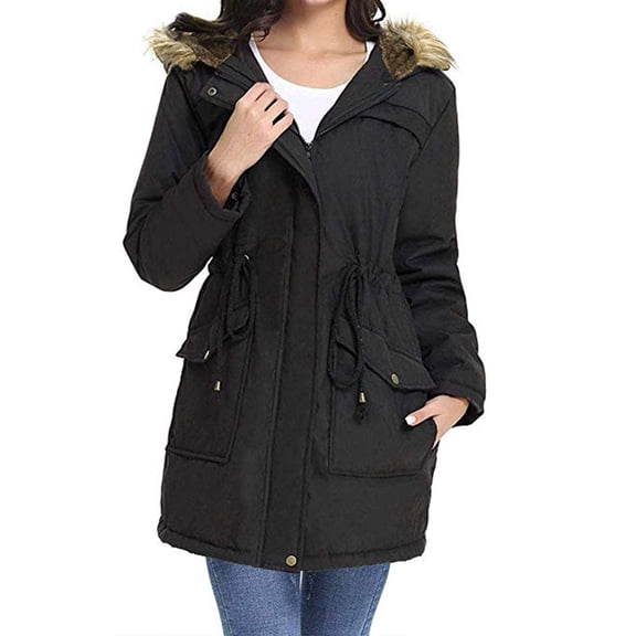 Vedolay Womens Parkas Business Fall Coat Lapel Solid Coats Winter Fashion Cardigan Black,L