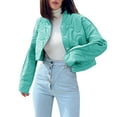 thumbnail image 1 of Vedolay Womens Parkas Open Front Long Sleeve Button Down Knit Cardigan Coat 2023 Green,M, 1 of 4