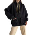 thumbnail image 1 of Vedolay Womens Plus Activewear Fashion 2023 Plus Crew Neck Long Sleeve Boyfriend Pullover Sweatshirts Jackets for Women Black,M, 1 of 5