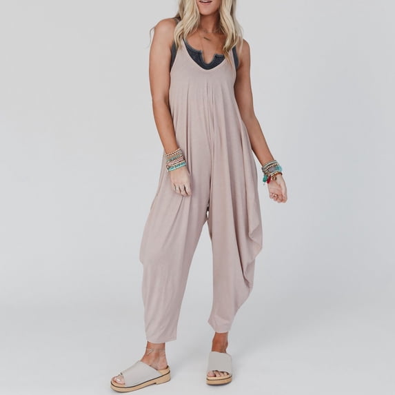 Vedolay Womens Rompers For Summer Women's Studio Terry Jumpsuit,Beige XXL