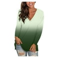 thumbnail image 1 of Vedolay Womens Shirts Boho Floral Print Puff Long Sleeve Blouses Casual V Neck Tunic Sweatshirt Green,M, 1 of 5