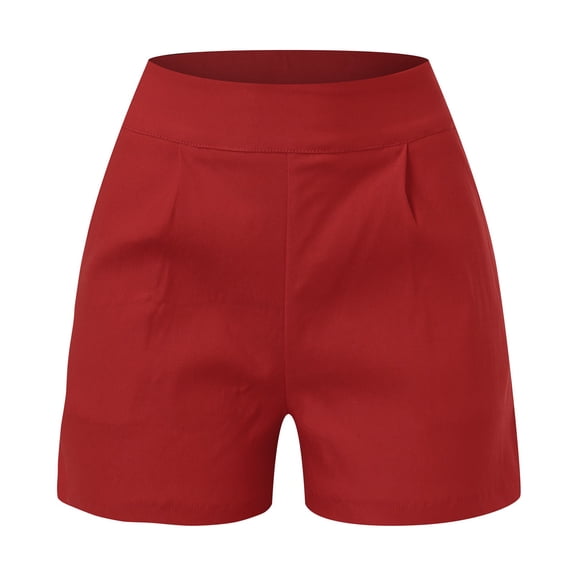 Vedolay Womens Shorts Short for Womens 2023 Casual Mid Waist Zip Back Split Front Summer Solid Wrap Shorts,Red S