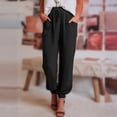 thumbnail image 1 of Vedolay Womens Solid Color High Elastic Waist Stretchy Casual Pants with Pocket,Black S, 1 of 5