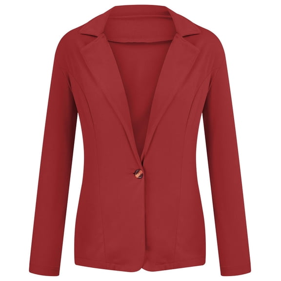Vedolay Womens Suit Jackets Women's Casual Lapel Single Long Sleeve Office Work Suit Jacket,Red S