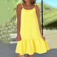 thumbnail image 1 of Vedolay Womens Summer Crew Neck Sleeveless Spaghetti Strap Solid Color Dress,Yellow XXL, 1 of 5