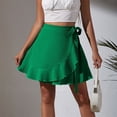 thumbnail image 1 of Vedolay Womens Summer High Waist Solid Colort Pleated Skirts with Belt,Green XL, 1 of 5