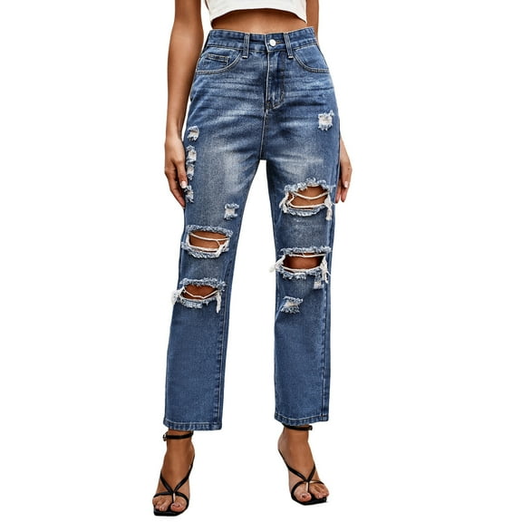 Vedolay Womens Summer Pants Jeans Women with Pockets Casual Summer Slim Jeans Blue,M