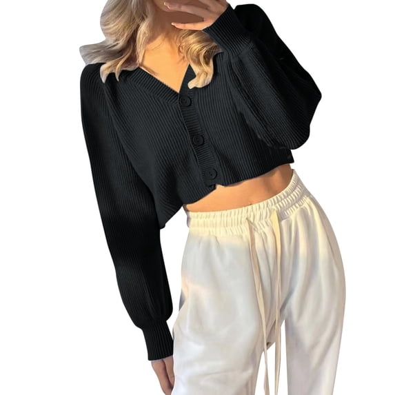 Vedolay Womens Sweater Knit Cardigan Sweater Loose Fit Casual Solid Color Jacket Coat Black,One Size