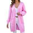 thumbnail image 1 of Vedolay Womens Sweater Open Front Jacket Long Sleeve Print Sweaters Outerwear Pink,L, 1 of 5