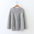 thumbnail image 1 of Vedolay Womens Sweater Womens 2023 Lantern Long Sleeve Crewneck Sweater Casual Solid Color Pullover Tops,Gray One Size, 1 of 3