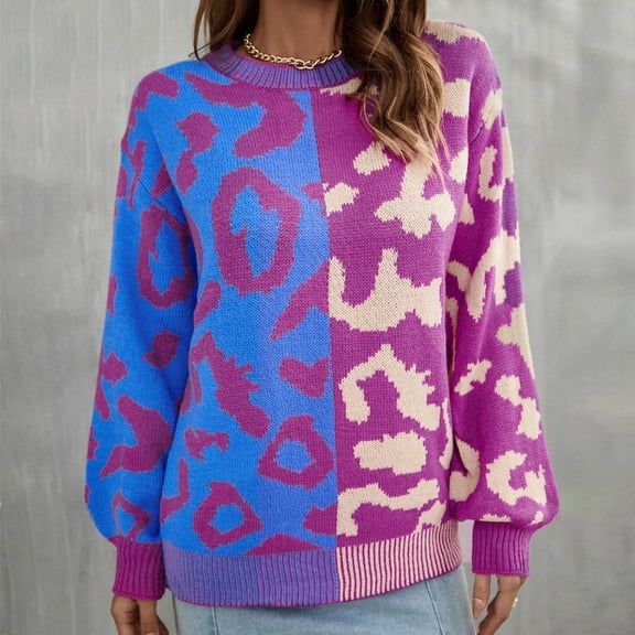 Vedolay Womens Sweater Womens 2023 Long Sleeve Neck Oversized Pullover Sweater Knit Tops,Purple M