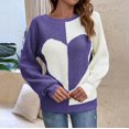 thumbnail image 1 of Vedolay Womens Sweater Womens Pullover Sweater V Neck Long Sleeve Solid Knit Tops Casual Fall Sweater,Purple L, 1 of 4